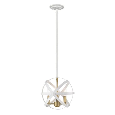 Z-Lite Cavallo 3 Light Pendant, Hammered White + Olde Brass 463-12HWH-OBR
